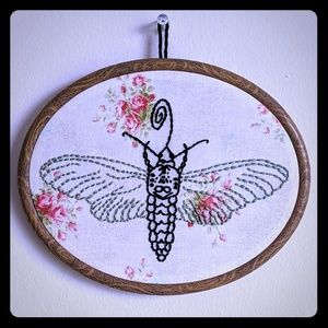 Handmade Embroidery Hoop - Moth